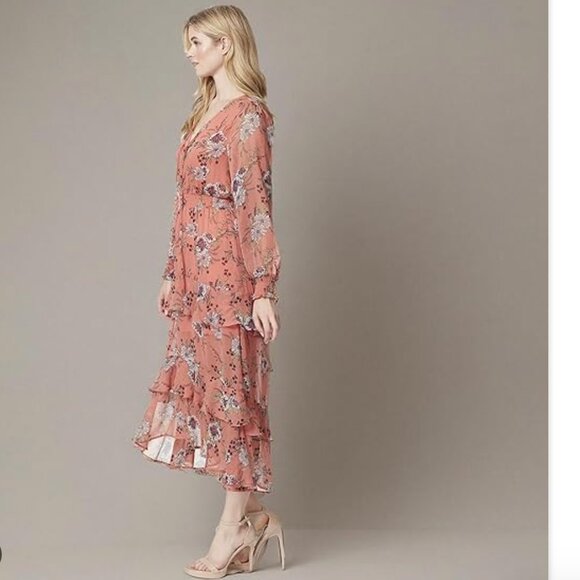 NWT Jessica Simpson  Harmony Tiered Hi-lo Floral Burst Maxi Dress - Desert - Picture 1 of 9